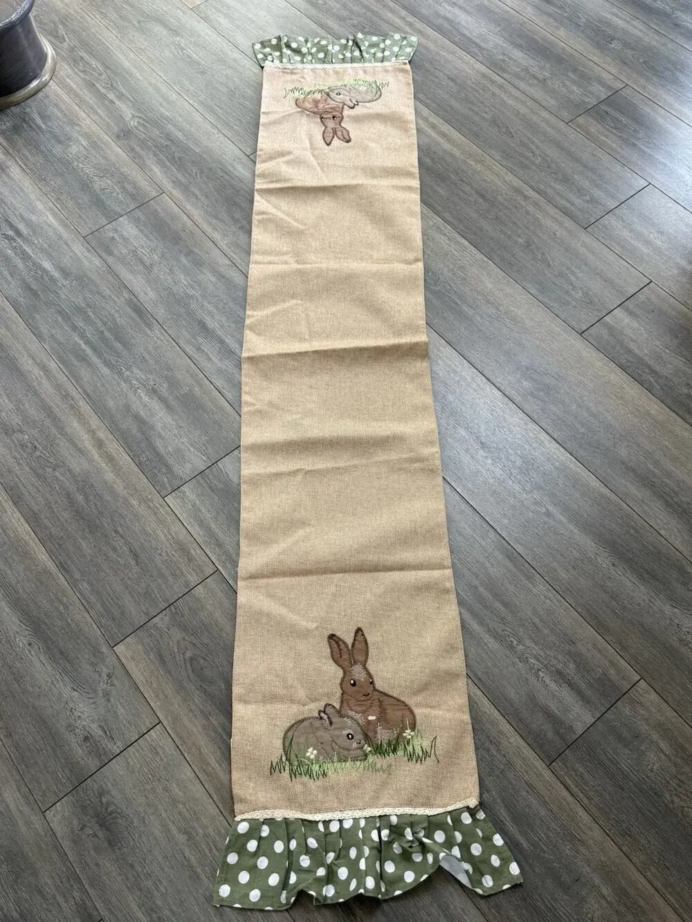 Linen Bunny Table Runner Ruffle Rectangle Spring Easter Cottagecore Farmhouse